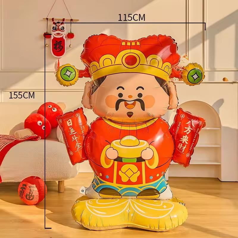 Chinese New Year God Of Wealth Balloon 2026 Horse Year Spring Festival Party Balloon Decoration Props Spring Festival Supplies