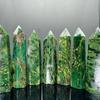 Emerald and Golden Green Aventurine Hexagonal Column Polished Ornament