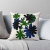 Flowers In Green Blue Black Simple Square Pillowcase Polyester Linen Velvet Pattern Zip Decorative Bed Cushion Cover 18"