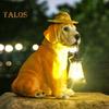Statuie de cățeluș din rășină cu lumină solară de grădină cu lanternă solară cu LED decor în aer liber Sculptură de cățeluș rezistentă la intemperii pentru curte, terasă, peluză, verandă