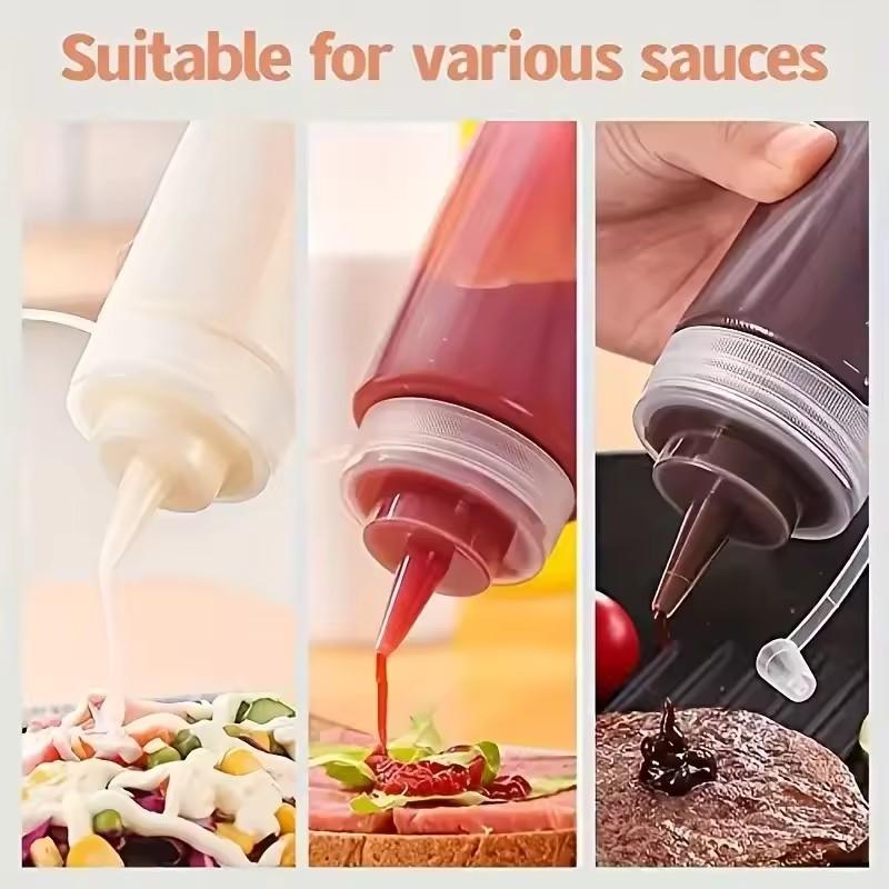 3/6PCS 240ML Condiment Squeeze Bottles with Lid BBQ Ketchup Mustard Mayo Hot Sauces Olive Oil Seasoning Dispenser Kitchen Gadget
