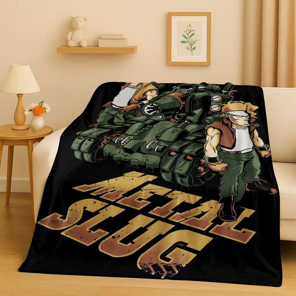 

Classic Game Metal Slug Pixel Style Flannel Blanket,Ultra Soft Warm Plush Throw for Home Bedroom Bed Sofa Cover Office Travel 75x90cm