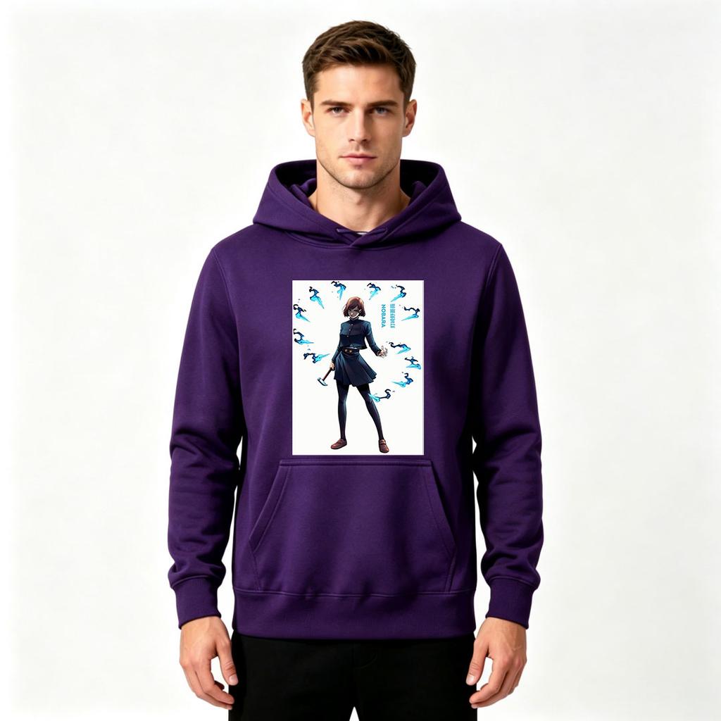 Men's Print Pullover Hoodie, Anime Character Nobara Printed Casual Long Sleeve Sweatshirt for Daily Wear