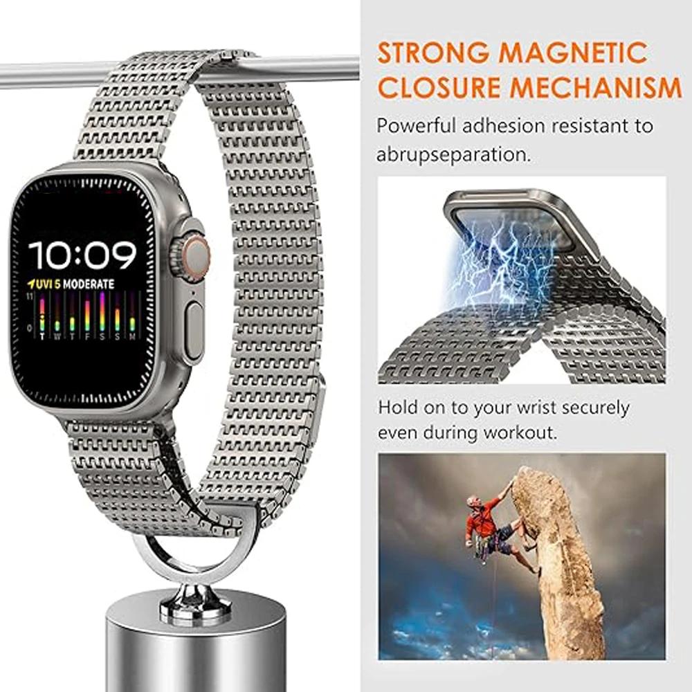 Magnetic Band for Apple Watch Ultra 3 2 49mm 42 46mm 44 41 45mm Metal Loop Strap Bracelet for iWatch Series 11 10 9 8 7 Se Ultra