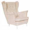 Diana Scandinavian Family Furniture Wing Chair, Quilted Beige Velvet PROF