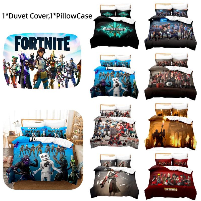 Fortnite 3-teiliges Bettwäscheset mit Digitaldruck Buntes Design Hochwertiger Stoff