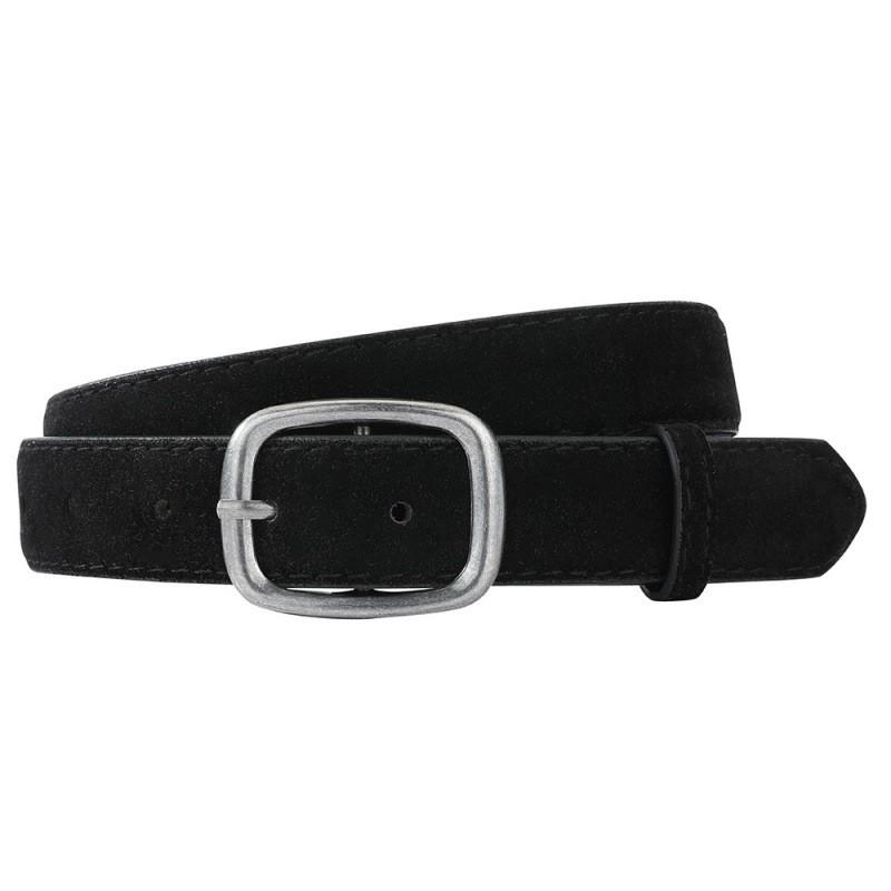Womens Vintage Suede-Feel Leather Belt With Pin Buckle Retro Waistband Jeans Stylish Accessory Black