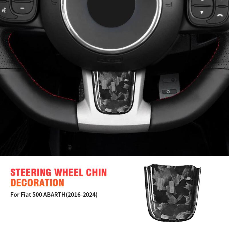Kohlefaser-Lenkrad-Kinn-Dekorationsaufkleber 6-farbiges Innenzubehör-Kit für Fiat 500/ABARTH 2020-2023
