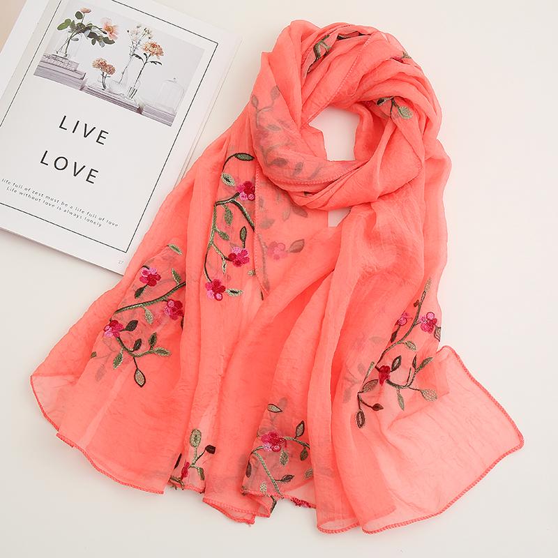 India Bohemian Chiffon Scarf Women Muslim Hijab Print Scarves Beach Flower Shawl Wrap Embroidered Scarf Ethnic Bandana 180*75Cm