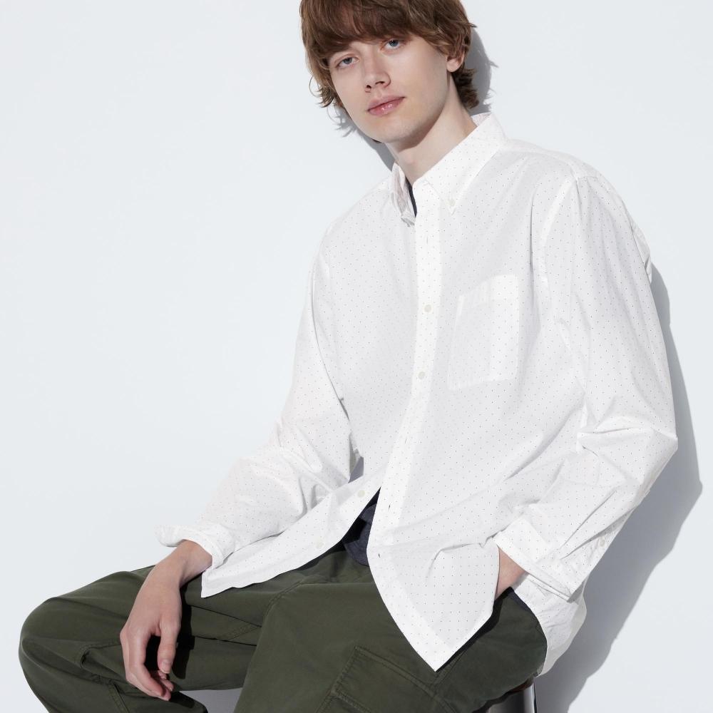 

Рубашка с широким принтом UNIQLO из очень тонкого хлопка с длинными рукавами A