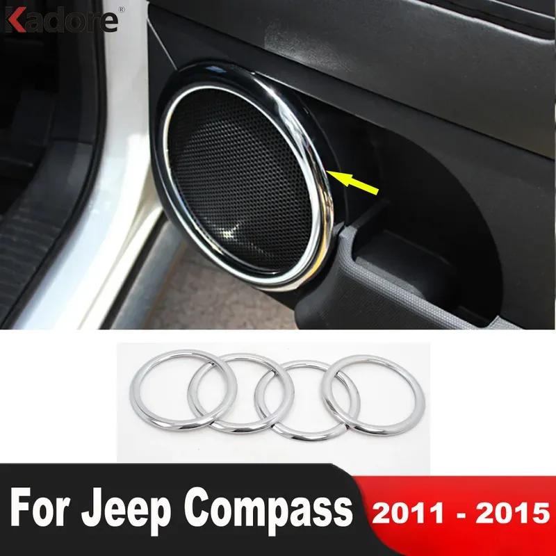 

Car Inner Door Audio Speaker Cover Trim For Jeep Compass 2011-2013 2014 2015 Chrome Loudspeaker Ring Frame Interior Accessories