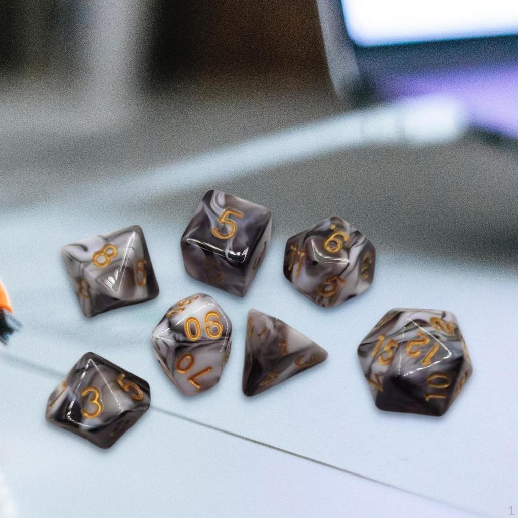 7 Stück Polyedrische Würfel Langlebig D8 D4 D10 D12 D20 D6 Graviert Tragbar Mehrzweck für Tabletop-Spiel