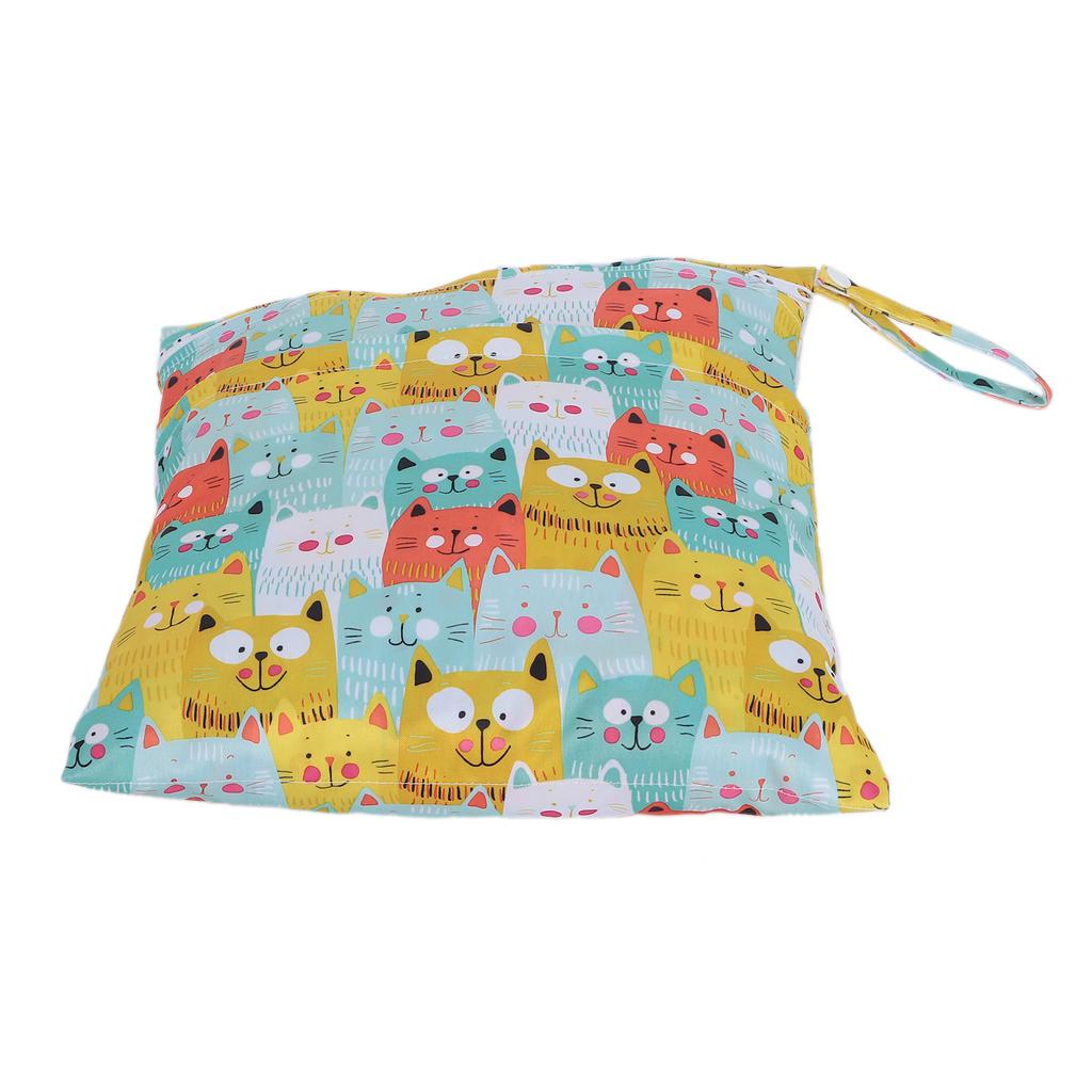 Baby Cloth Diaper Bag Waterproof Reusable Outing Wet Dry Bags with 2 Zippered Pockets