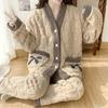 Taglie Forti Inverno Donna Caldo Abbigliamento da Casa Pigiama Signore Flanella Spesso Pile Corallo Oversize Lana Pigiama Peluche Velluto Corallo