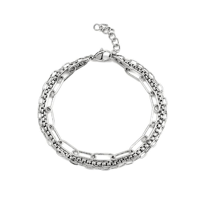 

Stainless Steel 18K Gold PVD Plated Three Layers Beads Chain Necklace Titanium Steel Layered Bead Chain Necklace Bracelet