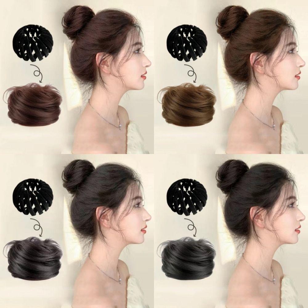 Bird Nest Shaped Fake Hair Bun Scrunchie Ponytail Hair Rings Clips Simple Updo Hair Piece  Women