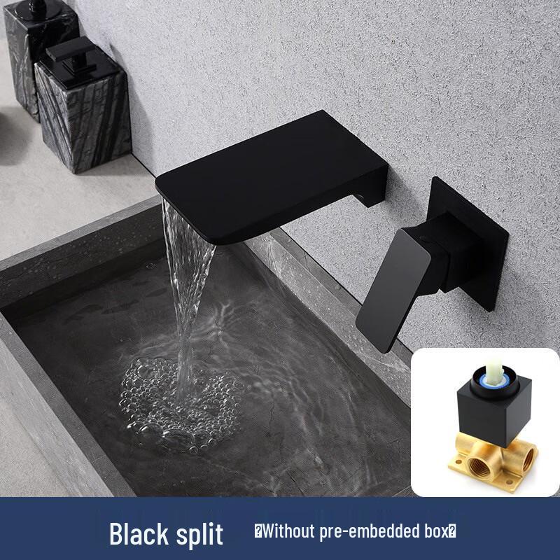 Black Wall-Mounted Waterfall Basin Faucet