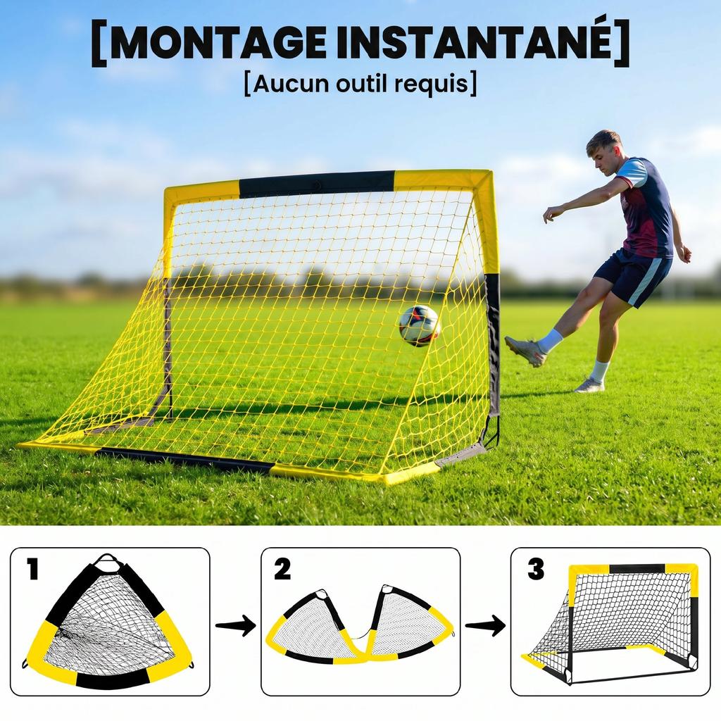 Pop-Up Football Goal, 150 x 110 x 110 cm, Yellow
