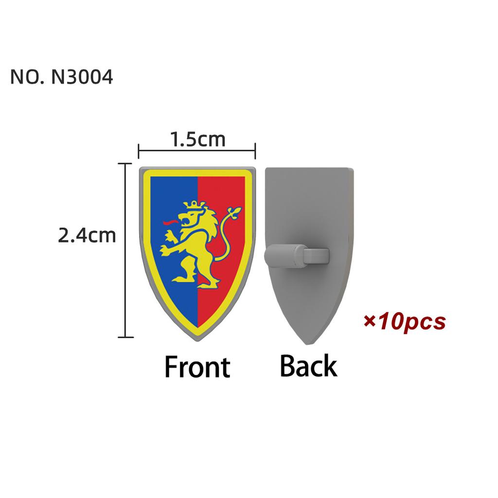 Mittelalterliche Militärburg Ritter Rüstung Bausteine Schulterpanzer Rüstungszubehör Roter Löwe Schwarzer Adler Waffensteine Spielzeug