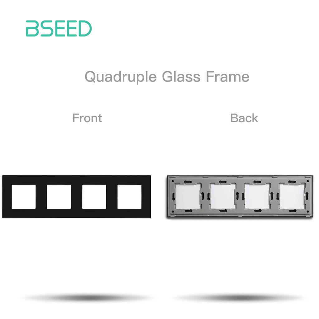 BSEED Glass Socket Frames 1/2/3Gang Mechanical Button Switches French Socket TV ST RJ45 CAT5 Type-c USB Sockets DIY Insert Parts