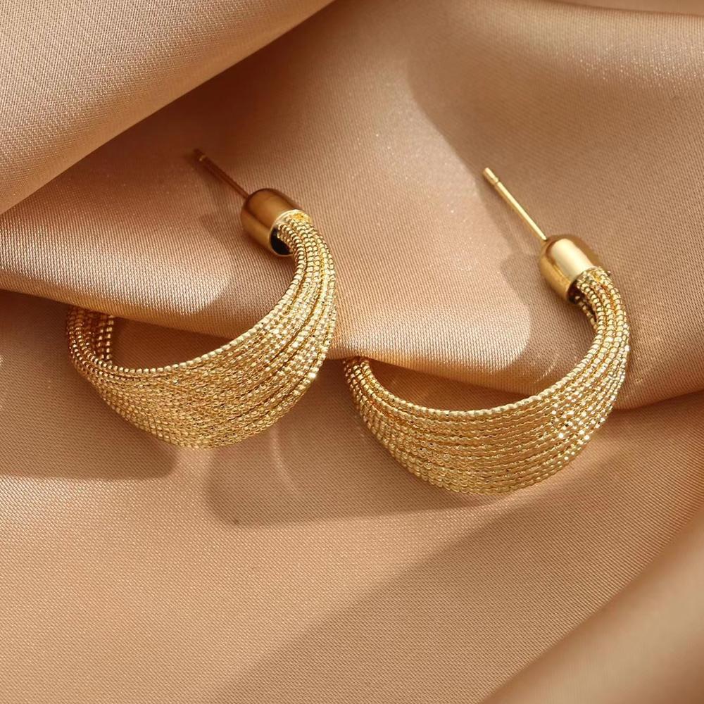 

Fashion Punk Multilayer Hoop Earrings Chunky Party Accessories 2025 Hot Handmade Exaggerated C Shape Metal Earrings for Women