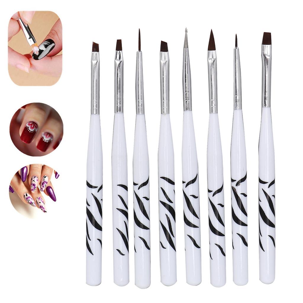 8pcs Nail Art Brush Set Professional Home Nail Salon Nail Painting Drawing Liner Brush for Artist Beginner