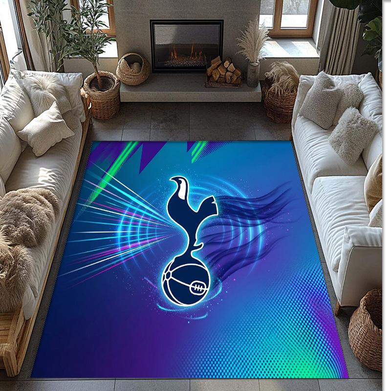 Tottenham Hotspur bedruckter Flanell-Teppich rutschfest weicher Polyester-Bodenbelag Indoor Dekorationsmatte für Schlafzimmer Wohnzimmer Sofa