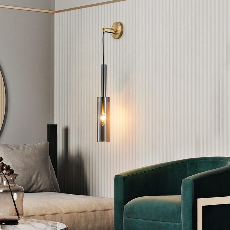 Nordic  Creative Living Room Crystal Wall Lamp Fashion Modern Minimalist Model Bedside Copper Wall Lamp Bedroom Corridor