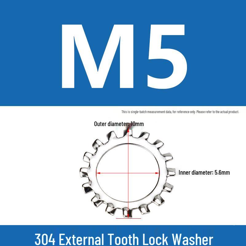 304 Stainless Steel Internal/External Tooth Lock Washer, Anti-Slip Metal Spacer, M3-30