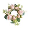 Candle Ring Candleholder Decoration Ornament Artificial Flowers Wreath Candlestick Holder for Tabletop Wedding Front Door