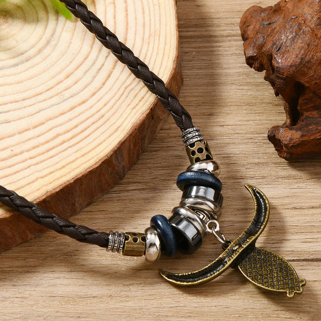 Natural Pendant Necklace Comfortable PU Leather Design For Sensitive Skin And