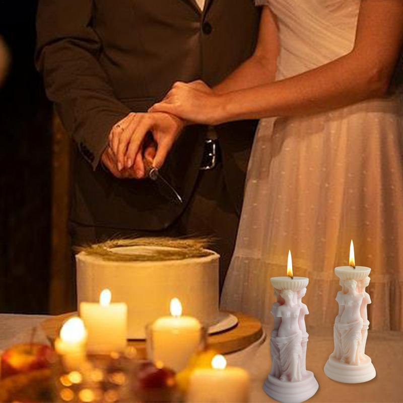 Roman Statue Candle Molds 3D Silicone Roman Column Shape Resin Mold Pillar Candle Molds Craft Making Tool Reusable Non-Stick