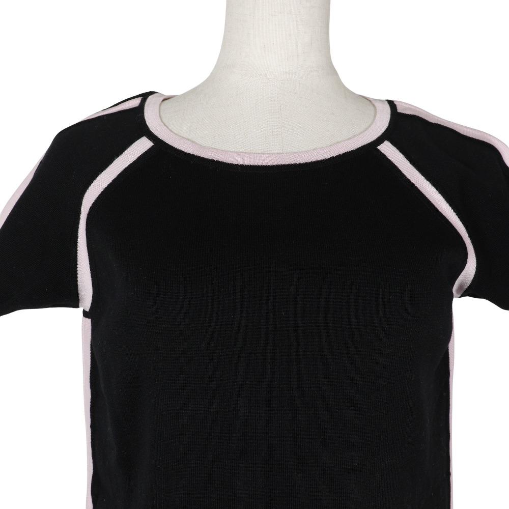 Chanel Sports Line Short Sleeve Shirt P21361V01278 Summer Knit Black / Pink Cotton Women Used