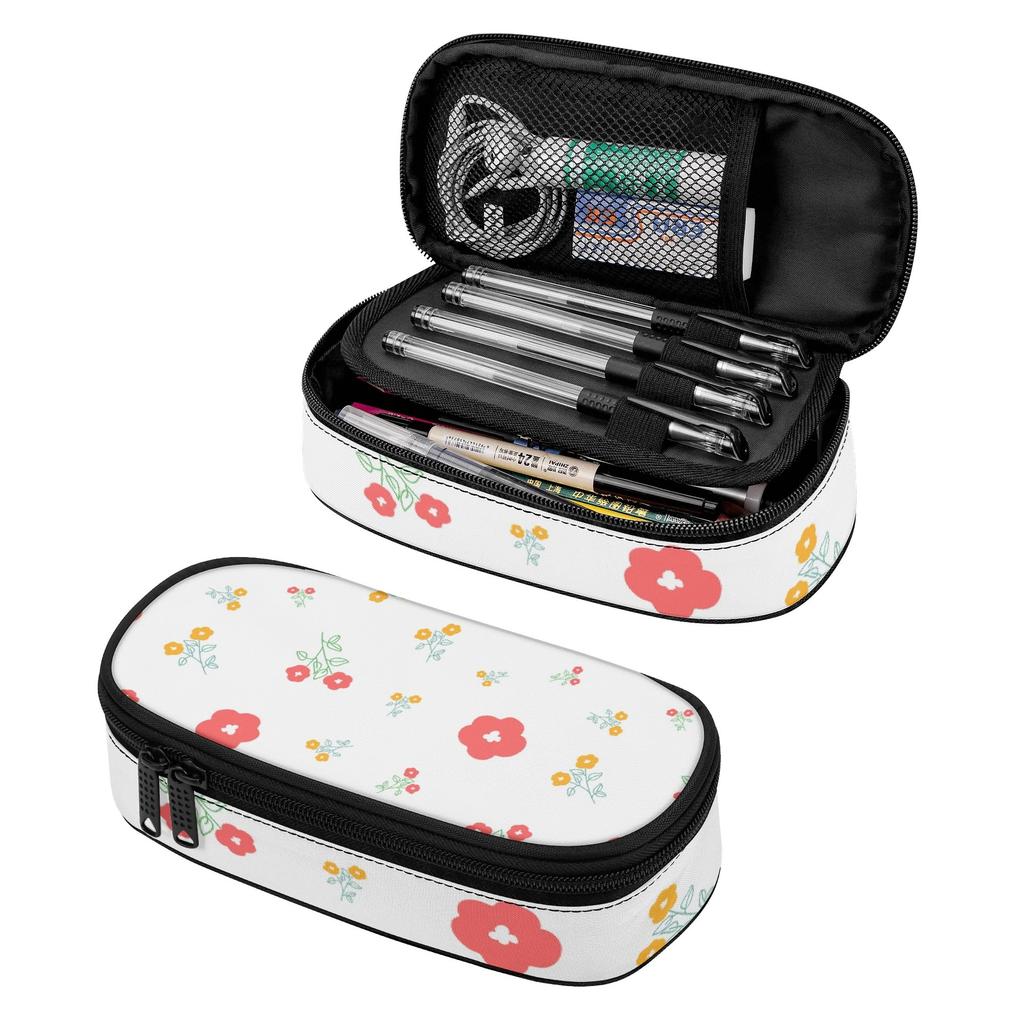 Pen Case Scratch Resistant Polyester High Capacity Zip Around Closure with Main Compartment Mesh Pocket and Pen Slots for Students