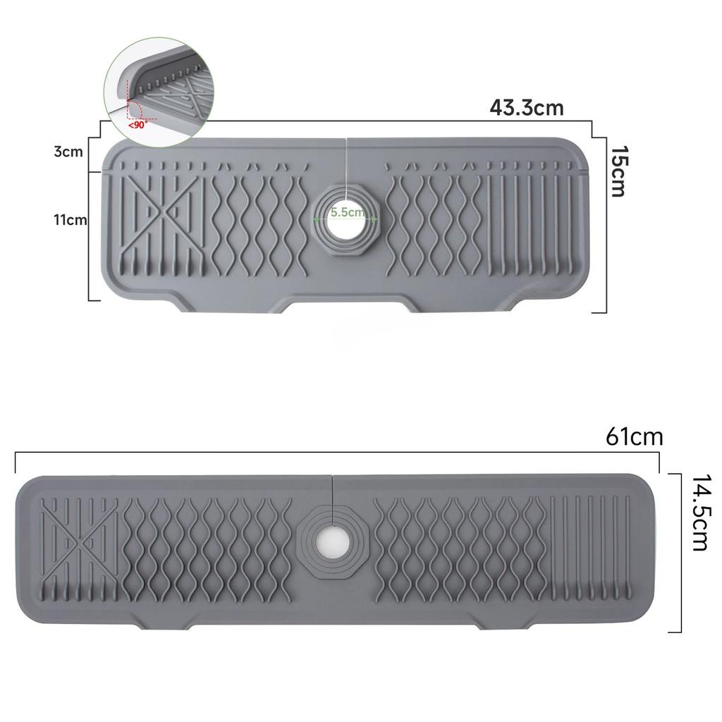 Kitchen Sink Splash Guard, Faucet Mat Splash Catcher, Handle Drip Catcher Tray, Multipurpose for Kitchen Dish Drying Mats Sponge