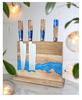 Double-Sided Magnetic Acacia Wood Knife Holder with Resin Mosaic