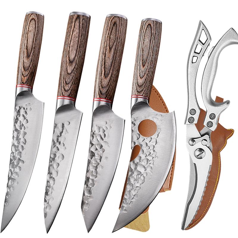 

Кухонные ножницы из нержавеющей стали, ножницы для куриных костей, нож для мясника, острый нож для обвалки, нож для нарезки овощей и фруктов 5pcs