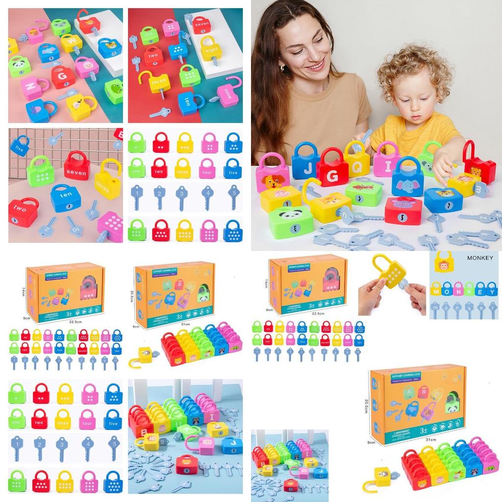 Kids Learning Lock Keys Alphabet Number Matching Early Education Toys