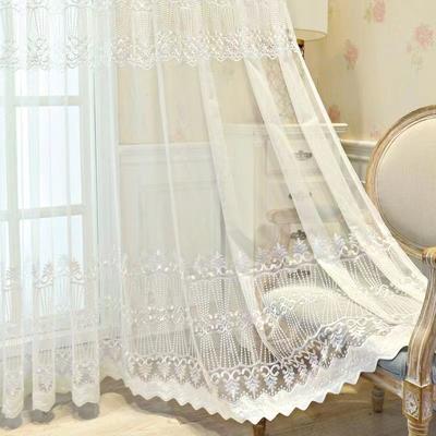 White European Embroidery Gauze Curtain Simple Living Room Bedroom Floor To Ceiling Embroidery