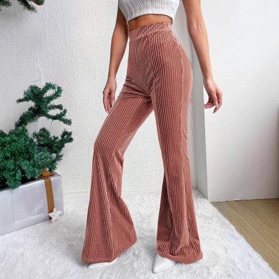 Retro Corduroy Flared Pants High Waisted Wide Leg Trousers for Women Solid Color Loose Casual Pants for Work Travel And Daily Wear