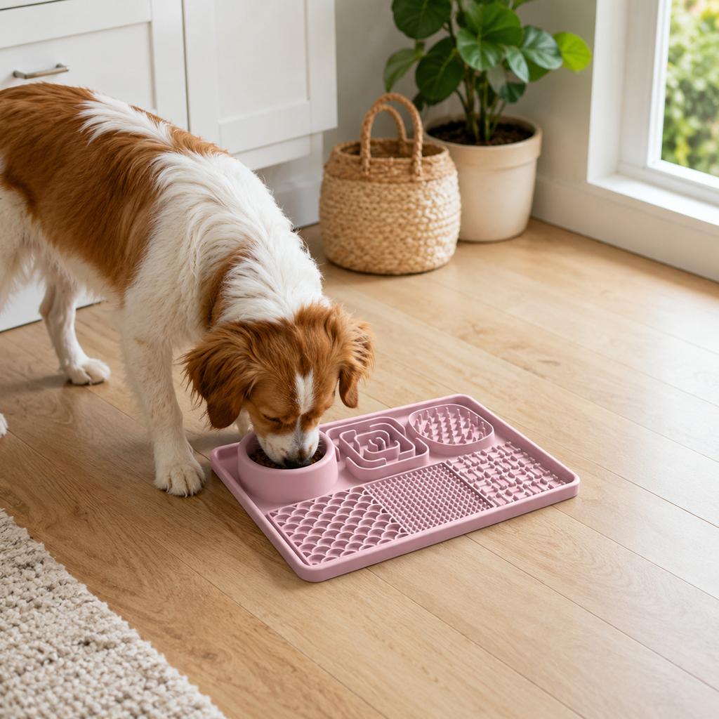 Pet Licking Mat for Dogs and Cats Slow Feeder Silicone Non Slip Textured Surface Interactive Feeding Pad