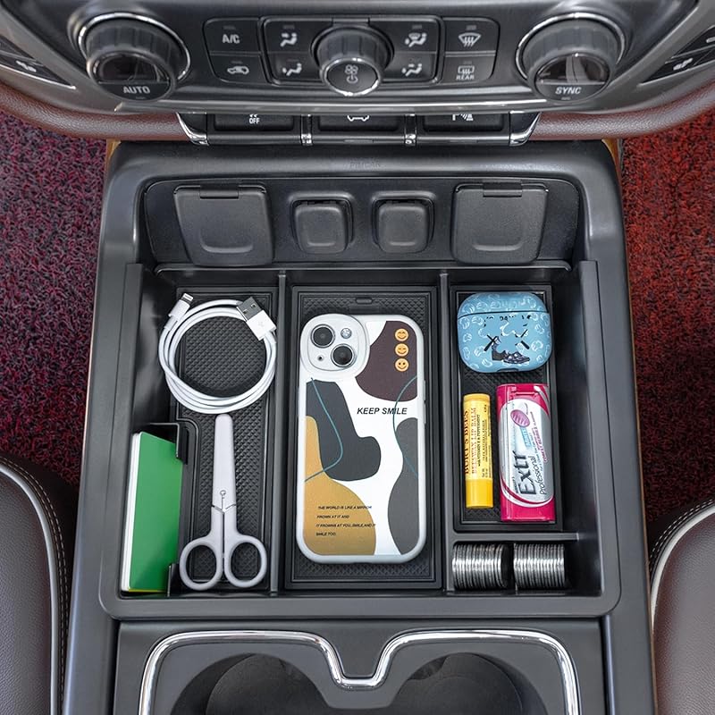 PIMCAR Center Console Organizer Tray For 2014-2018 Chevy Silverado GMC Sierra 1500 & 2015- 2500HD/3500HD Models -  Fit Storage Ert Accessories