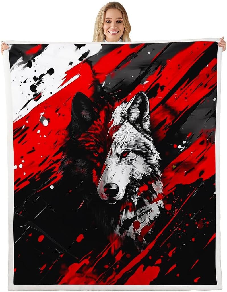 GUOYU Blanket Red Sun Throw Blanket Black Mountain Tree Fuzzy Blanket Japanese Style Blanket for Bed Couch Sofa Kids Boys Teens Room Decor