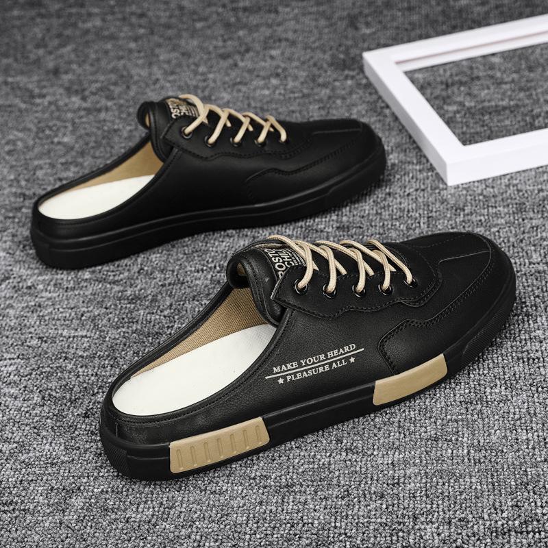 Korean version of the trend bag head half tray flat casual shoes large size summer wear fashion men's shoes breathable sandals
