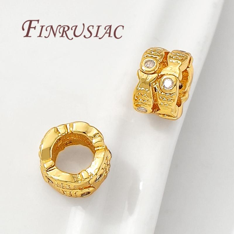 18K Gold Plated Brass with Zircon Spacer Beads For Jewelry Making,Bracelets Bead,Separators For Beads,DIY Beading Accessories