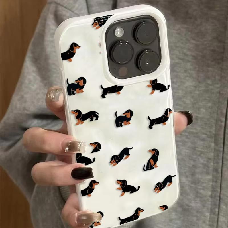 Dachshunds Pattern Soft Silicone Phone Case For iPhone 17 Air 16 15 14 13 12 11 Pro Max Plus Wrinkle Texture Cover