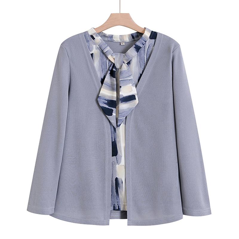 

Stylish Women s Spring/Autumn Two-Piece Long Sleeve Top for Mothers Aged 40-50 2XL (for 100-115 jin) сірий колір