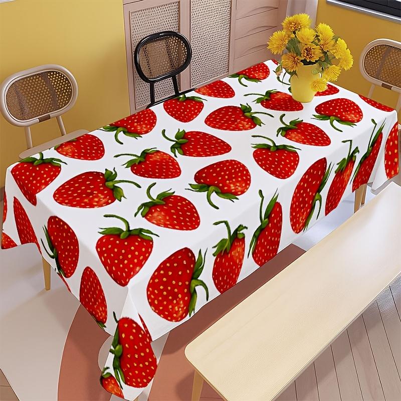 1pc Soft, Stylish, and Beautiful Fresh Strawberry Pattern Tablecloth, Machine Washable and Easy to Clean, for Dining Table / Coffee Table / Desk / Caf