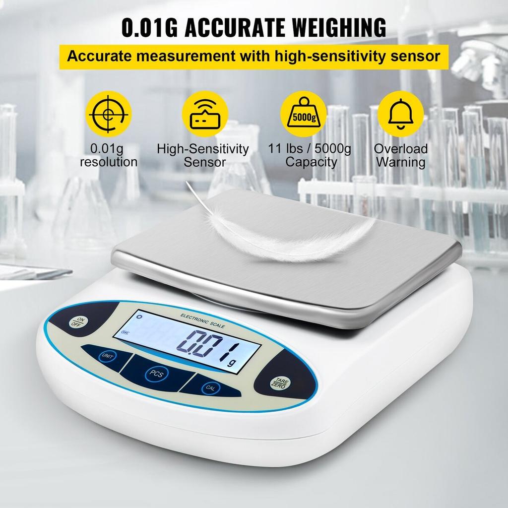 Analytical Balance, 5000g X 0.01g Accuracy Lab Scale, High Precision Electronic Analytical Balance, 13 Units Conversion, Counting Function, LCD