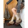 Fleece und verdickte Retro-Schneebaumwollschuhe mit dicker Sohle, warm und rutschfest für den Winter, flauschige Birkenstocks.